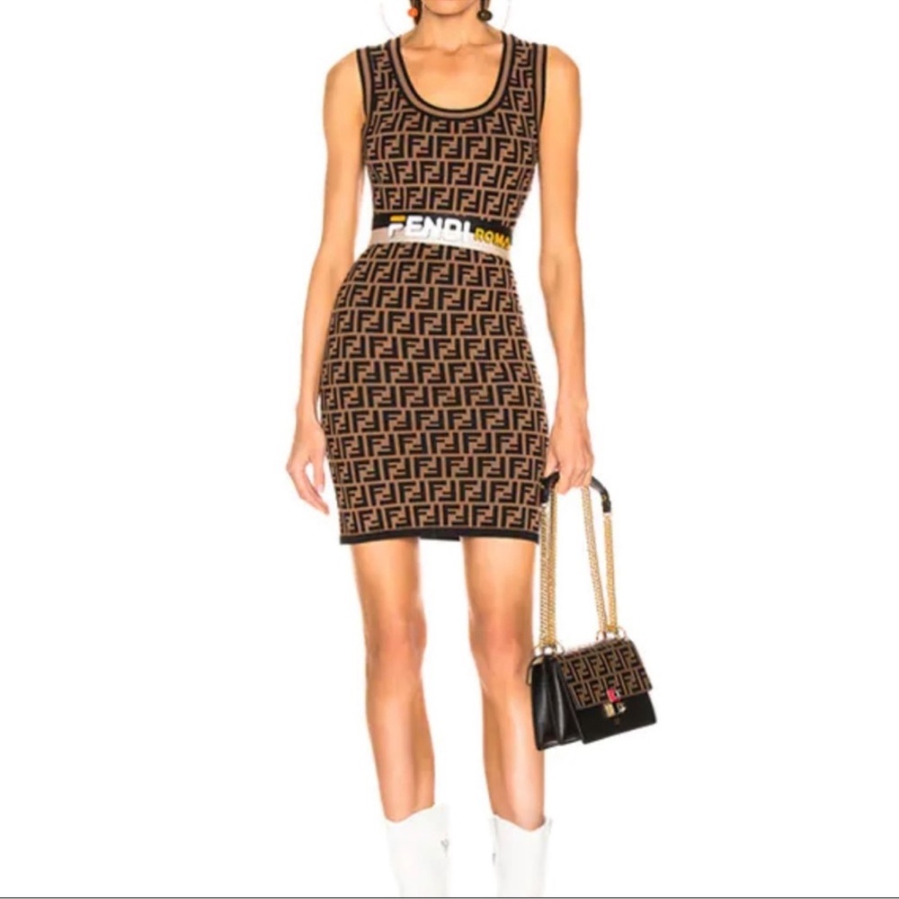 Fendi Brown and Black Mini Dress